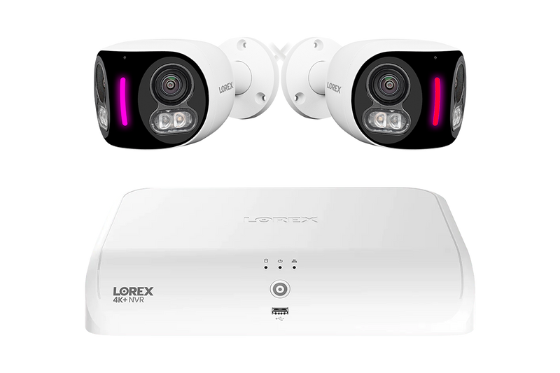 Lorex 4K Fusion Wired NVR System with Two 4K Dual Lens Smart Security Lighting Cameras