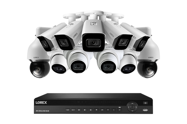 Lorex 4K 4TB Wired NVR System with Five Nocturnal 3 Bullet Cameras, Four Nocturnal 3 Turret Cameras and Two 4K Pan-Tilt-Zoom Cameras
