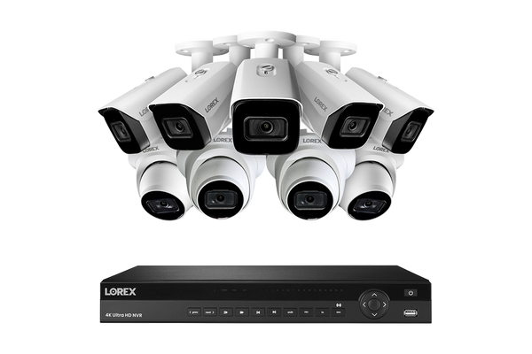 Lorex 4K 4TB Wired NVR System with Five Nocturnal 3 Bullet Cameras and Four Nocturnal 3 Turret Cameras