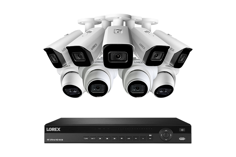 Lorex 4K 4TB Wired NVR System with Five Nocturnal 3 Bullet Cameras and Four Nocturnal 3 Turret Cameras